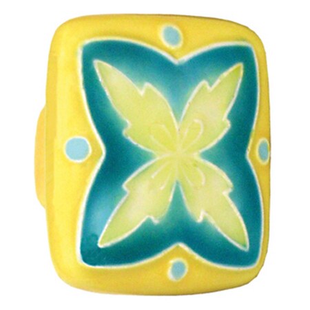 Acorn Mfg Lg Sq Yellow and Teal Inchx Inch Design PS2YP